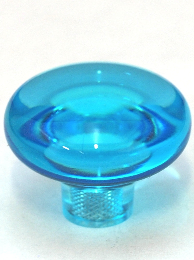 Cal Crystal 1-507-1: 1-7/16" Exxel Mushroom Cabinet Knob - Clear Caribbean Blue