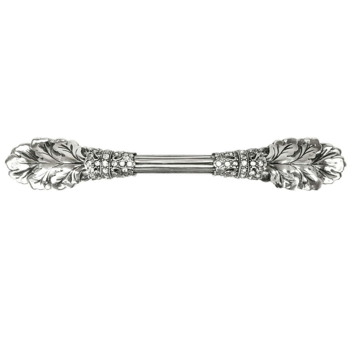Edgar Bererbi 10277/16: 3" cc Louis XV Cabinet Pull - Burnished Silver/Swarovski Crystal