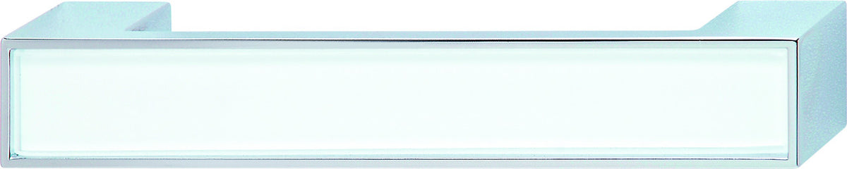 Hafele 109.50.274: 128mm cc Coastal Flat Bar Cabinet Pull - White Glass/Polished Chrome