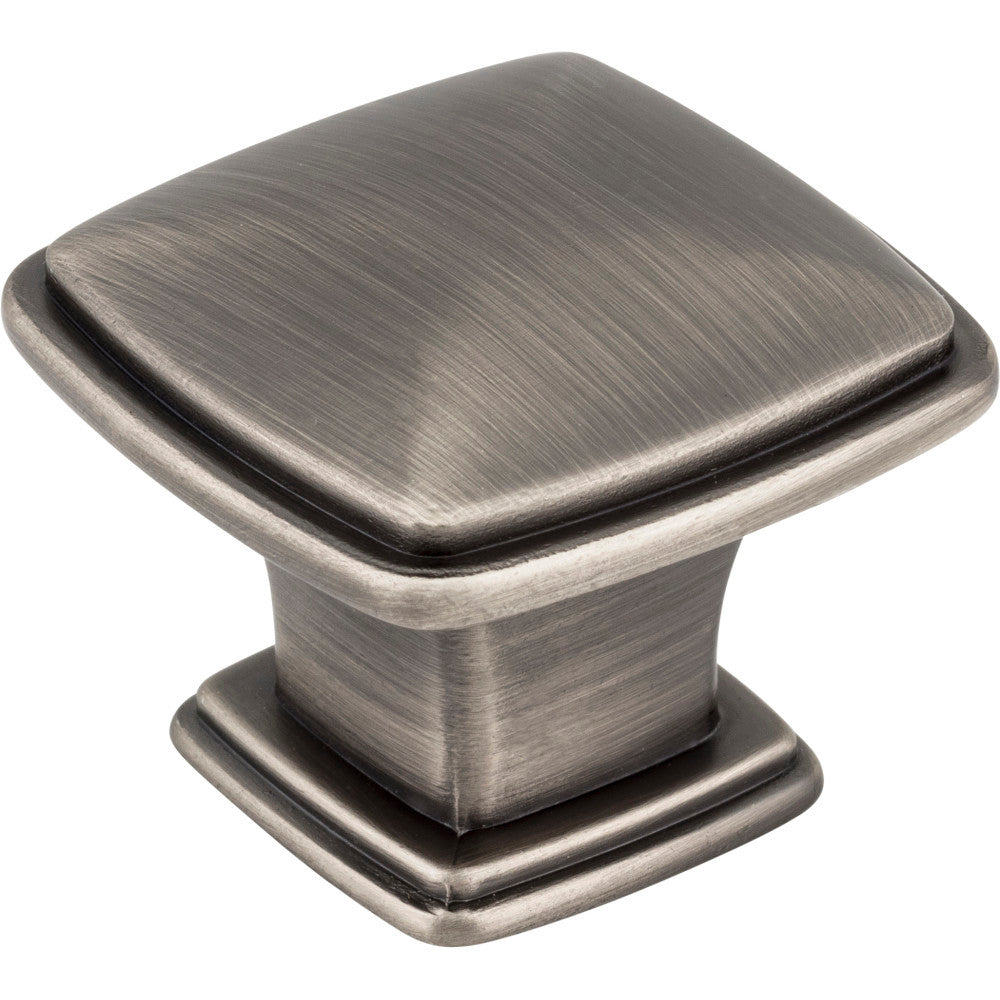 Jeffrey Alexander 1091BNBDL: 1-3/16" Milan 1 Square Cabinet Knob - Brushed Pewter
