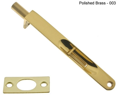 IDH Brass 11011-3NL: 6" Flush Bolt w/Round Ends -  Polished Brass No Lacquer