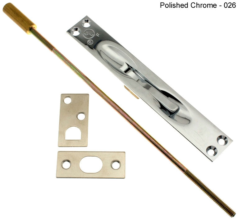 IDH Brass 11020-26D: 6-3/4" Extension Flush Bolt w/12" Rod -  Satin Chrome