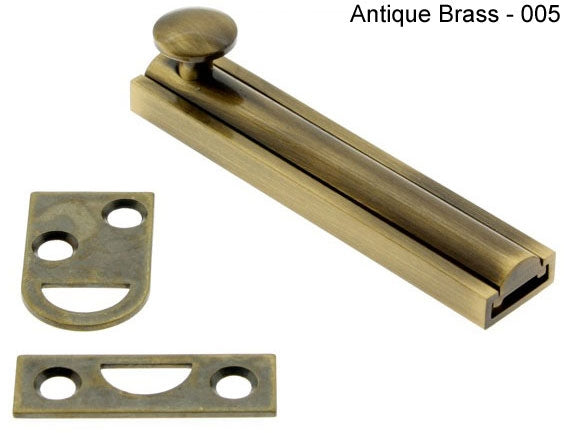IDH Brass 11044-15A: 4" Classic Surface Bolt - Antique Nickel
