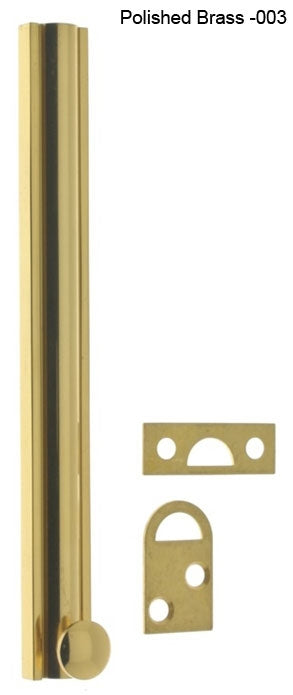 IDH Brass 11068-3NL: 10" Classic Surface Bolt - Polished Brass No Lacquer