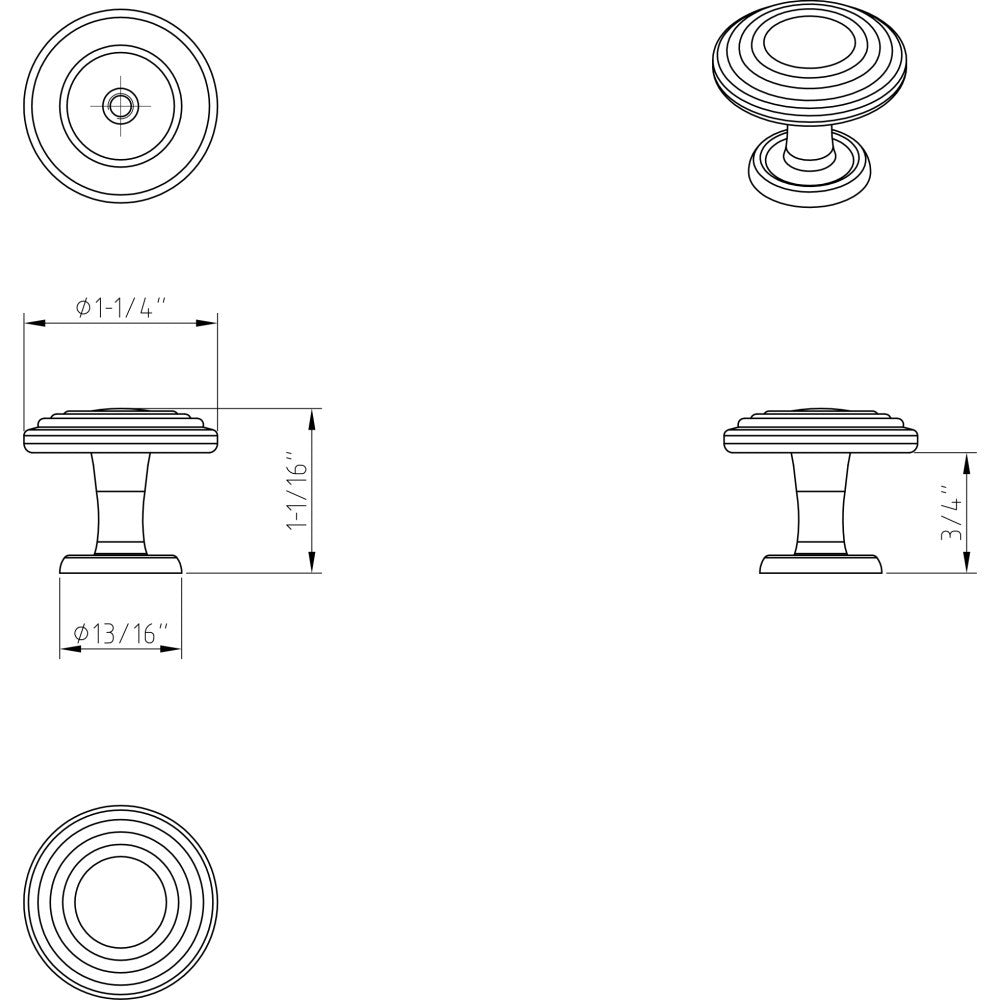 Elements 110SN: 1-1/4" Vienna Round Cabinet Knob - Satin Nickel