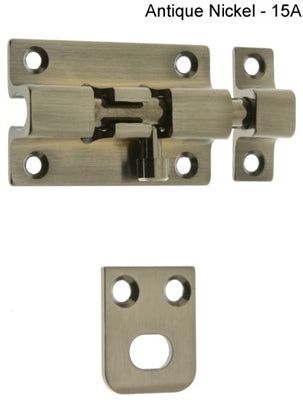 IDH Brass 11285-15A: 2" Security Barrel Bolt - Antique Nickel