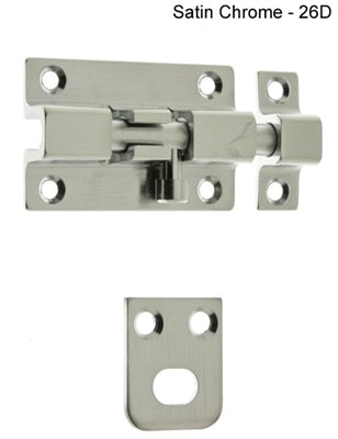 IDH Brass 11285-26D: 2" Security Barrel Bolt - Satin Chrome