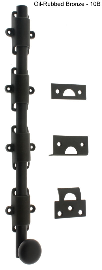 IDH Brass 11288-10B: 36" Heavy Duty Surface Bolt w/Round Knob - Oil-Rubbed Bronze