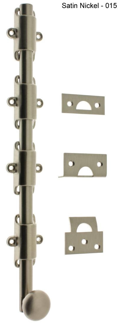IDH Brass 11288-26D: 36" Heavy Duty Surface Bolt w/Round Knob - Satin Chrome