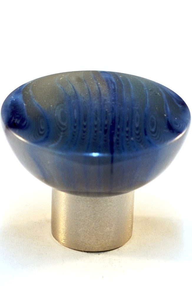 Cal Crystal 113-B24: 33mm Round Cabinet Knob - Gloss Blue