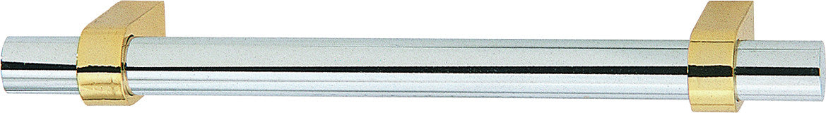 Hafele 117.44.200: 96mm cc Art Deco/Glam Bit Cabinet Pull - Polished Chrome/Gold