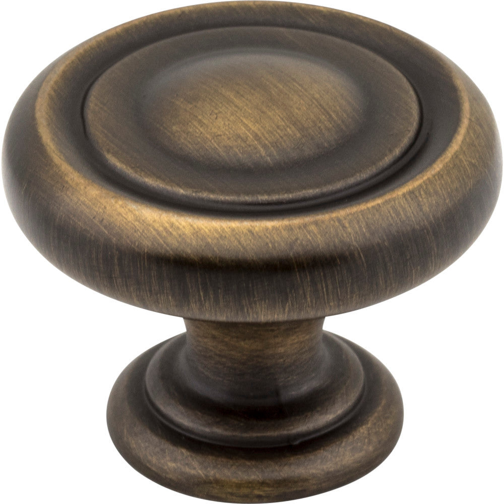 Jeffrey Alexander 117ABSB: 1-1/4" Bremen 1 Round Cabinet Knob - Antique Brushed Satin Brass