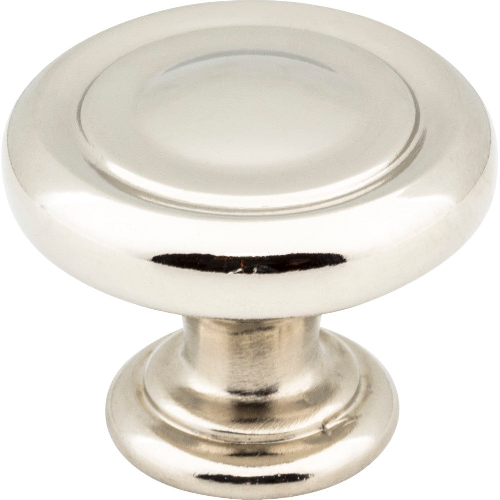 Jeffrey Alexander 117NI: 1-1/4" Bremen 1 Round Cabinet Knob - Polished Nickel