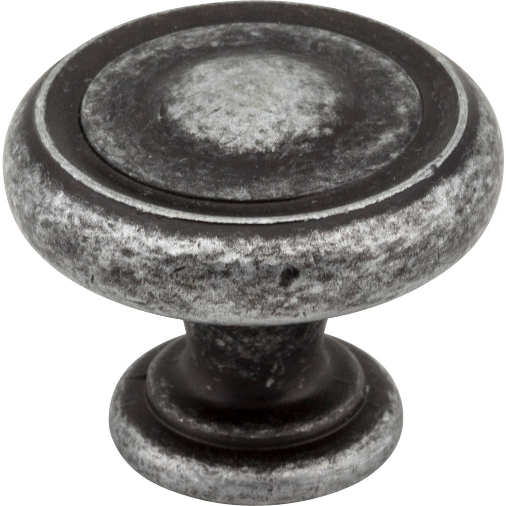 Jeffrey Alexander 117SIM: 1-1/4" Bremen 1 Round Cabinet Knob - Distressed Antique Silver