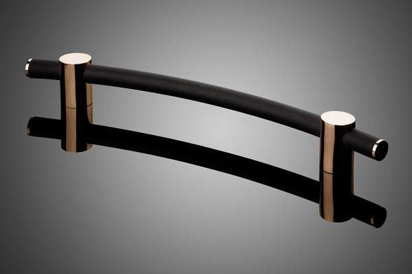 912012-001: 24" Compass Door Pull w/Arc Grip & Flat Ends - Satin Stainless Steel