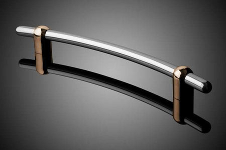 912013-001: 24" Compass Door Pull w/Arc Grip & Round Ends - Satin Stainless Steel