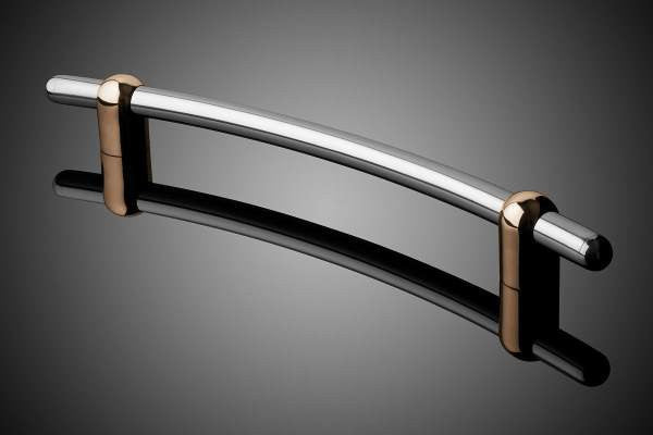 912013-001: 24" Compass Door Pull w/Arc Grip & Round Ends - Satin Stainless Steel