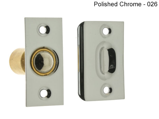IDH Brass 12011-26D: 2-1/8" Wide Square Roller Ball Catch - Satin Chrome