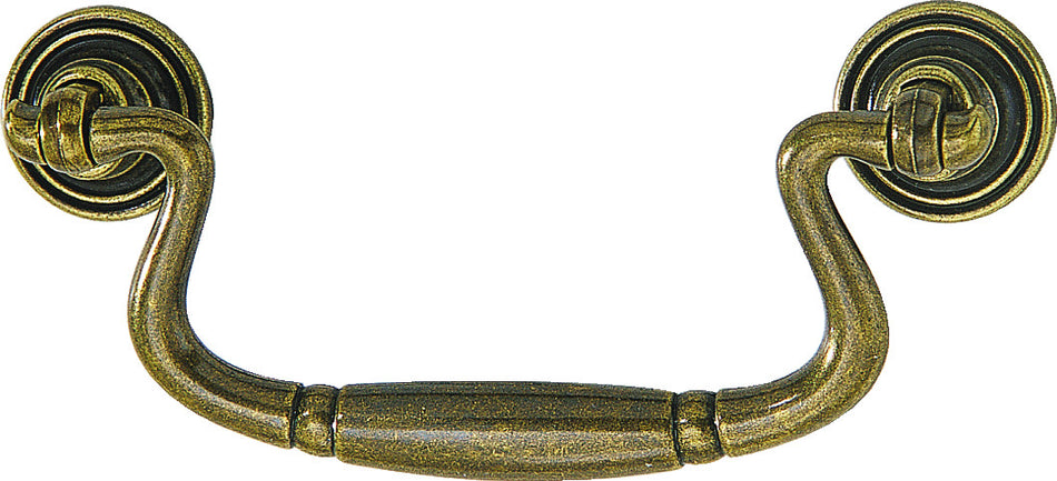 Hafele 122.18.129: 96mm cc Charleston Drop Bail Cabinet Pull - Antique Bronze