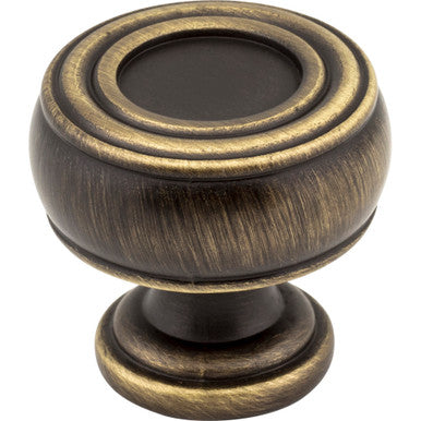 Jeffrey Alexander 127ABSB: 1-3/16" Bremen 2 Barrel Cabinet Knob - Antique Brushed Satin Brass