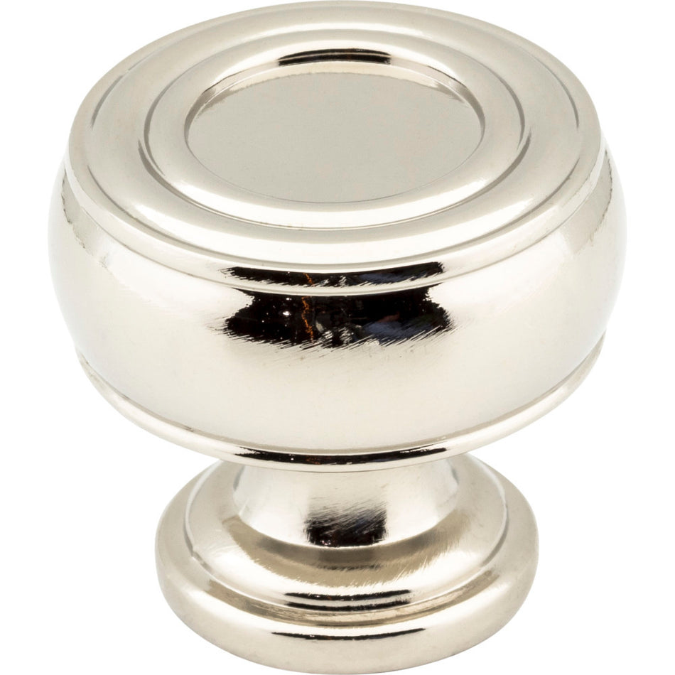 Jeffrey Alexander 127NI: 1-3/16" Bremen 2 Barrel Cabinet Knob - Polished Nickel