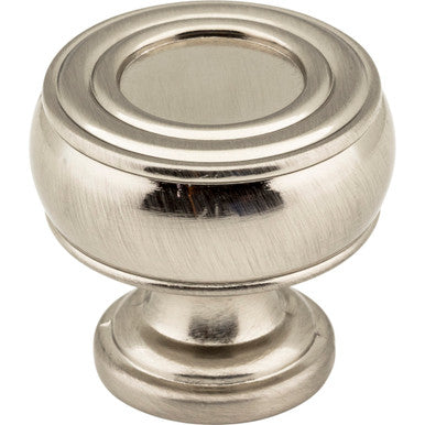 Jeffrey Alexander 127SN: 1-3/16" Bremen 2 Barrel Cabinet Knob - Satin Nickel
