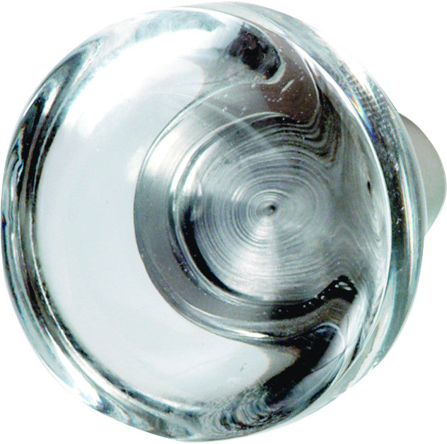 Hafele 135.73.400: 40mm Art Deco/Glam Round Cabinet Knob - Clear Glass/Matte Stainless Steel