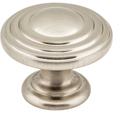Jeffrey Alexander 137SN: 1-1/4" Bremen 2 Round Cabinet Knob - Satin Nickel
