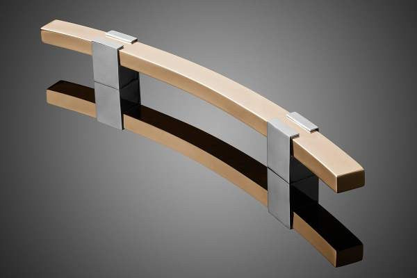 Forms+ Surfaces HDQUA007-15-SSS: 24" quadrant-1500-series Arc Door Pull Grip - Stippled Stainless Steel