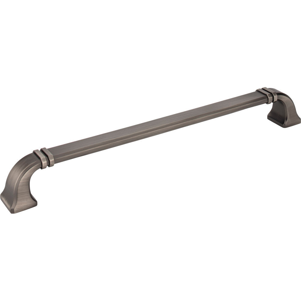 Jeffrey Alexander 165-12BNBDL: 12" cc Ella D-Handle Appliance Pull - Brushed Pewter