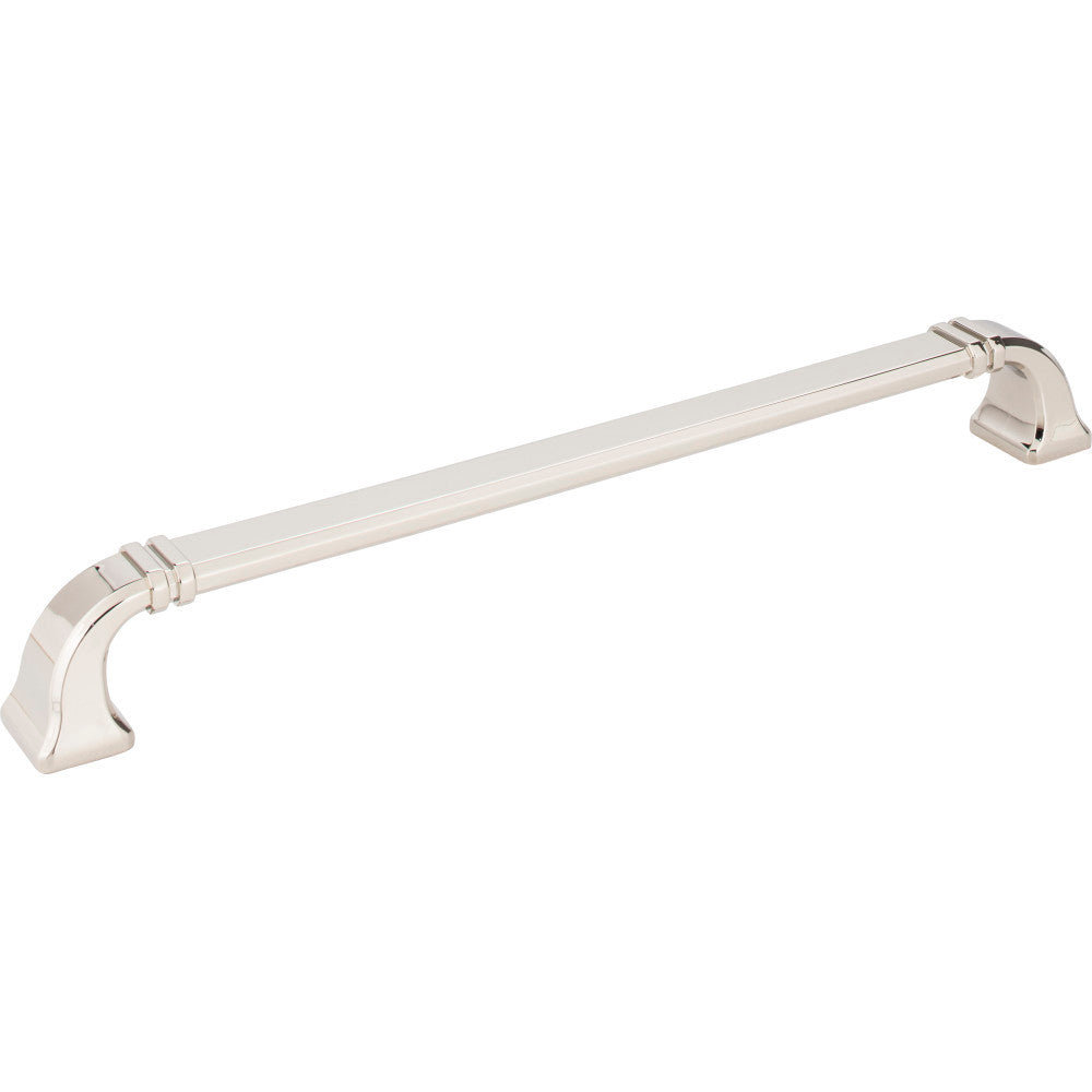 Jeffrey Alexander 165-12NI: 12" cc Ella D-Handle Appliance Pull - Polished Nickel