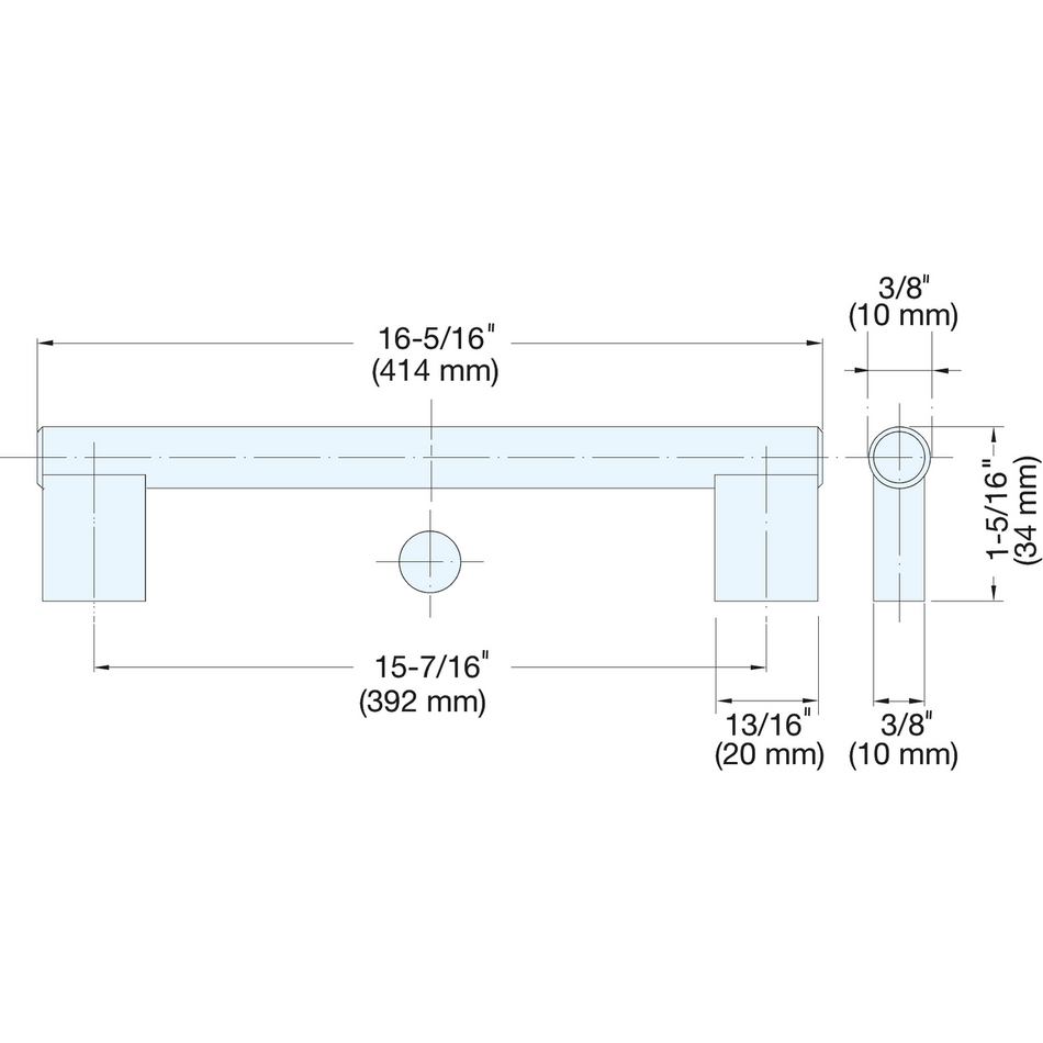 Sugatsune 1654-S: 392mm cc Round Bar Cabinet Pull - Satin Stainless Steel