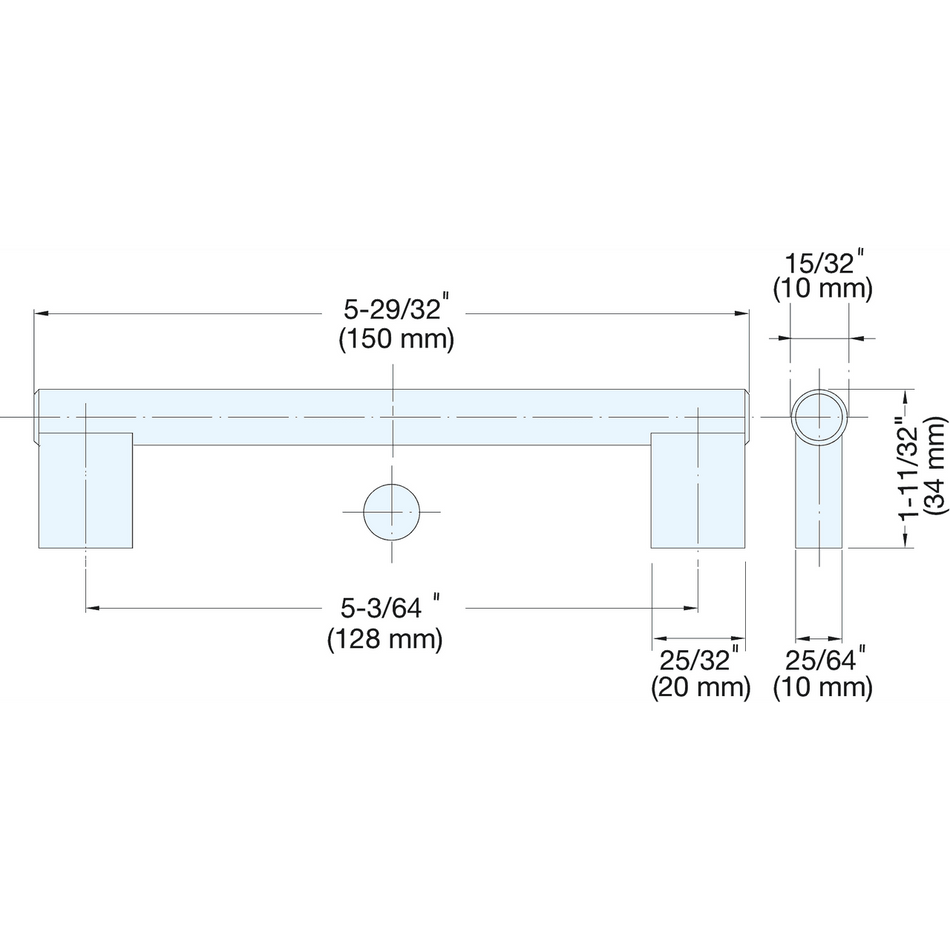 Sugatsune 1647-S: 128mm cc Round Bar Cabinet Pull - Satin Stainless Steel