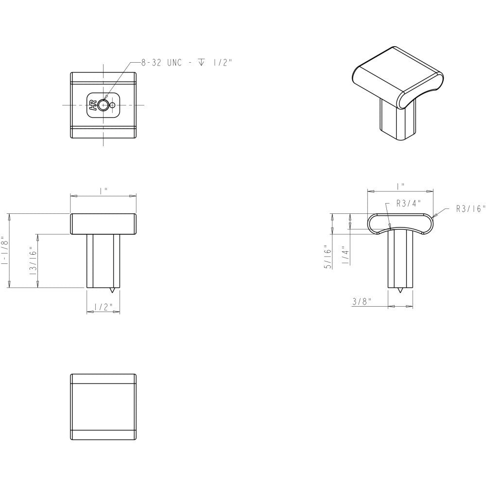 Elements 183SN: 1" Park Square Cabinet Knob - Satin Nickel