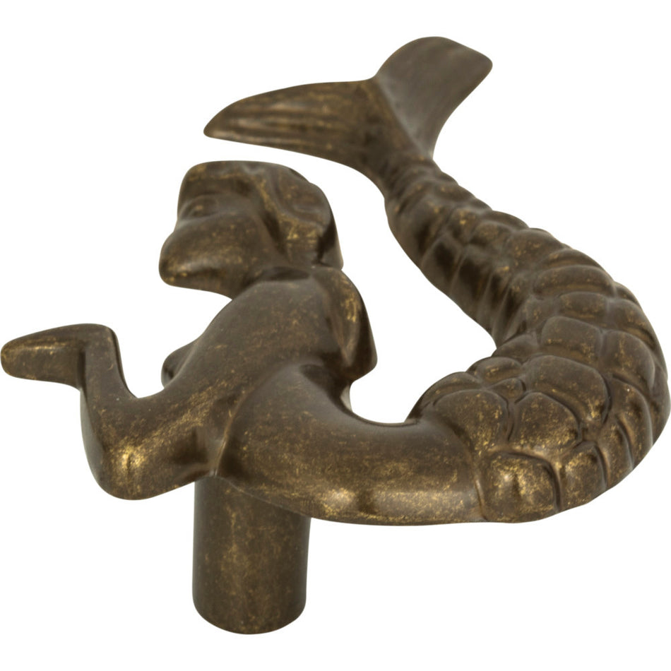 Atlas 190R-BB: 2" Nautical Mermaid (right) Cabinet Knob - Burnished Bronze