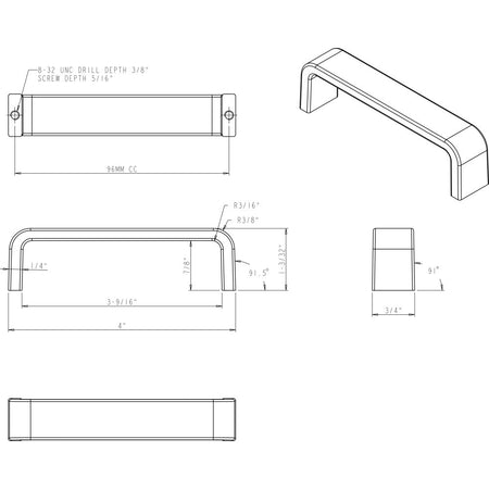 Elements 193-96DBAC: 96 mm cc Asher Flat Bar Cabinet Pull - Brushed Oil Rubbed Bronze