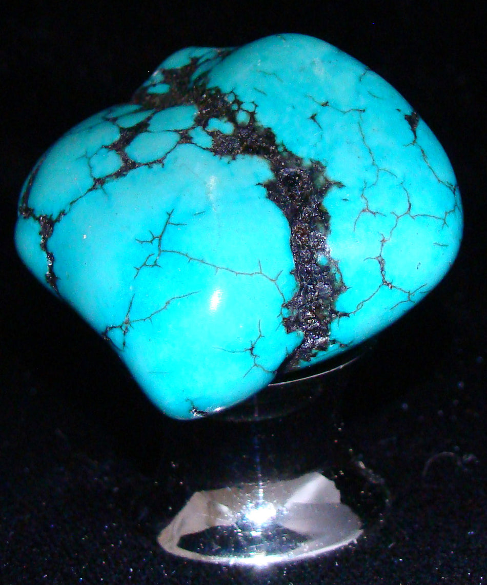 Myterra TUM.TURQ.14: Turquoise Tumbled Stone Cabinet Knob - Polished Nickel