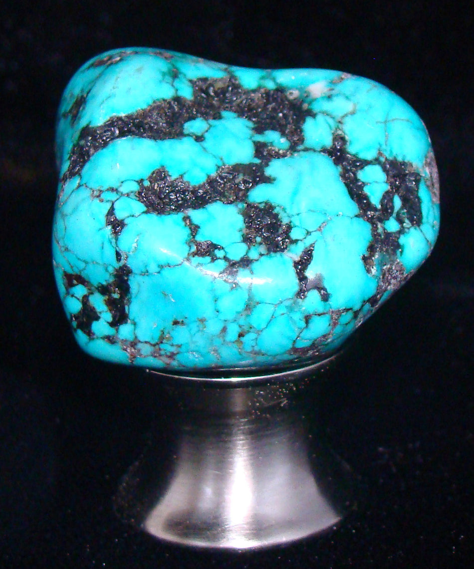 Myterra TUM.TURQ.15: Turquoise Tumbled Stone Cabinet Knob - Satin Nickel