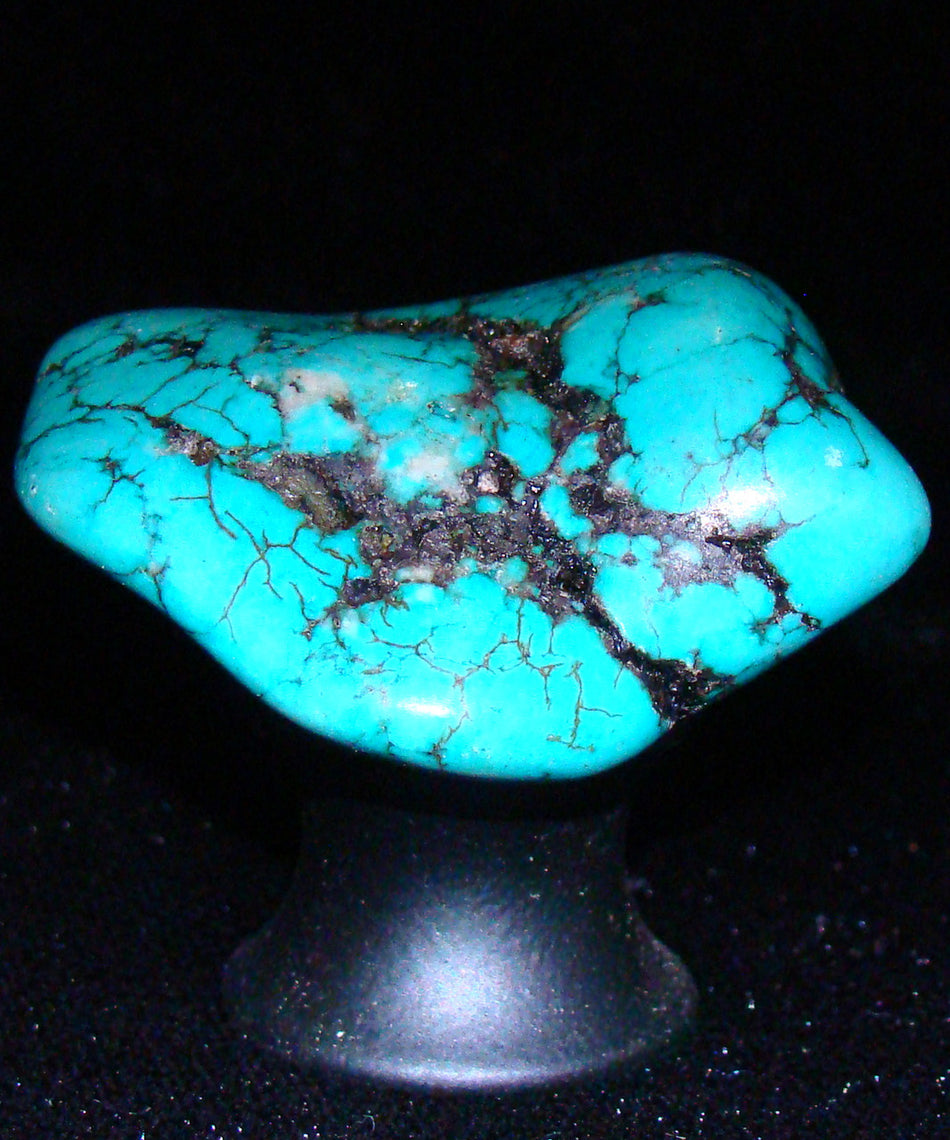 Myterra TUM.TURQ.19: Turquoise Tumbled Stone Cabinet Knob - Matte Black