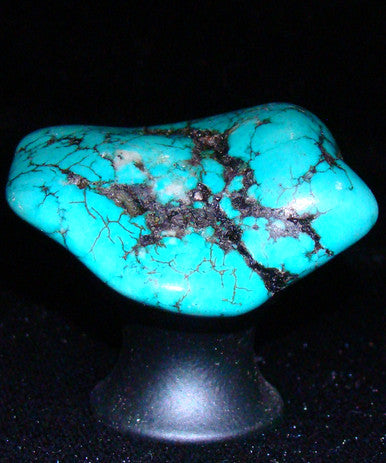Myterra TUM.TURQ.19: Turquoise Tumbled Stone Cabinet Knob - Matte Black