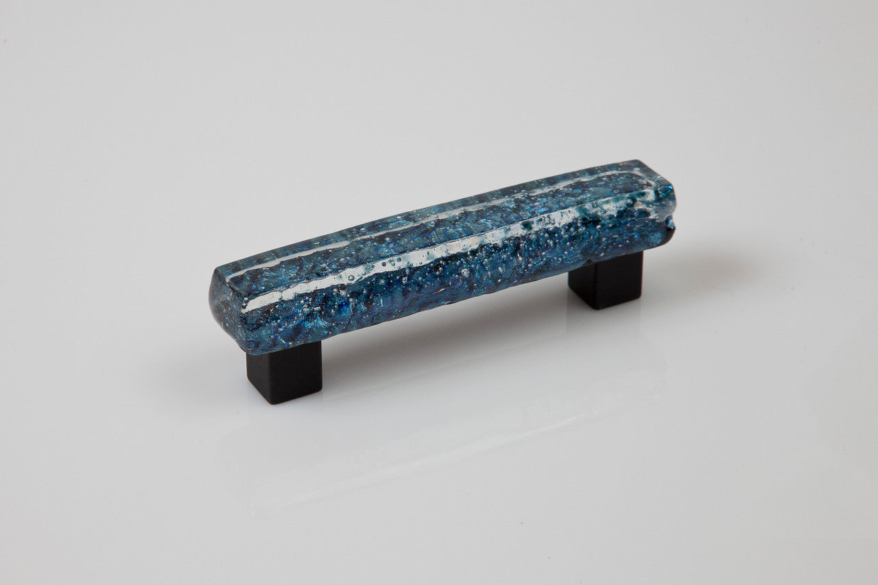 Grace White DWD-GB4: 3" cc Dancing Water Cabinet Pull - Glacier Bay Dichroic