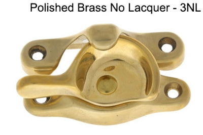 IDH Brass 21020-3NL: 2-1/2" Small Sash Catch for Windows - Polished Brass No Lacquer