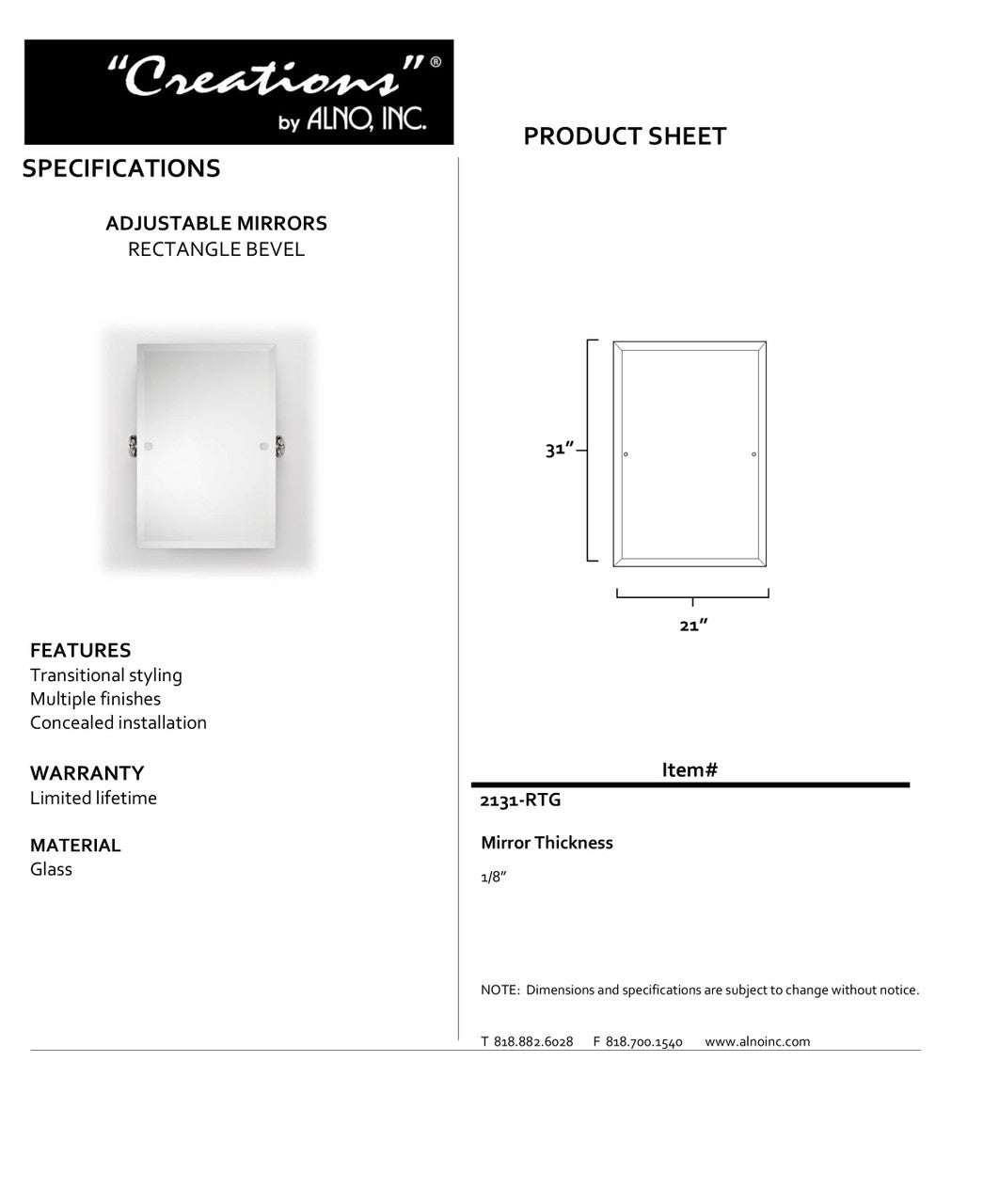Specificaton Sheet