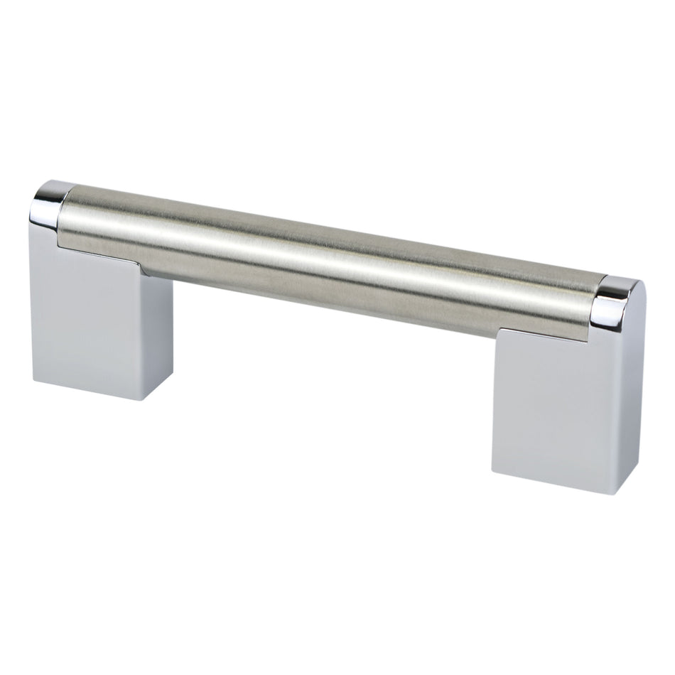 Berenson 2178-9BPN26: 96mm cc Studio Remix Cabinet Pull - Brushed Nickel and Polished Chrome