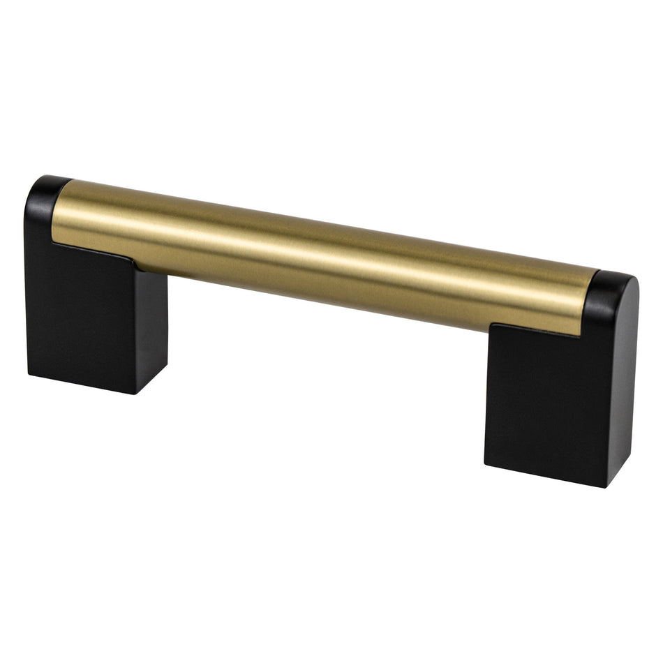 Berenson 2181-9MDB55: 96mm cc Studio Remix Cabinet Pull - Modern Brushed Gold and Matte Black
