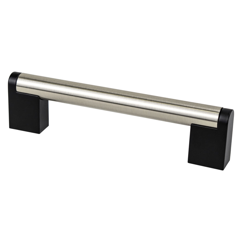 Berenson 2185-9BPN55: 128mm cc Studio Remix Cabinet Pull - Brushed Nickel and Matte Black
