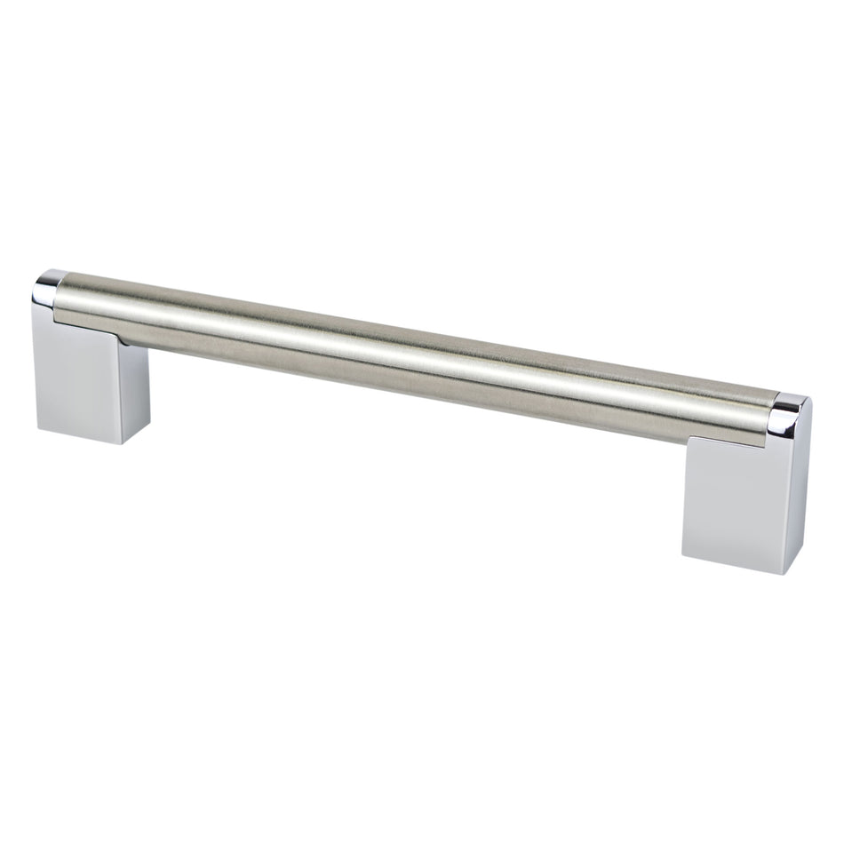 Berenson 2188-9BPN26: 160mm cc Studio Remix Cabinet Pull - Brushed Nickel and Polished Chrome