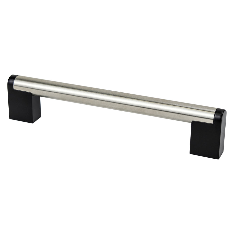 Berenson 2190-9BPN55: 160mm cc Studio Remix Cabinet Pull - Brushed Nickel and Matte Black