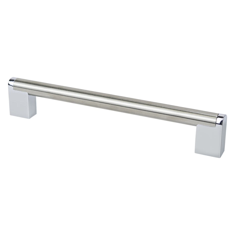 Berenson 2193-9BPN26: 192mm cc Studio Remix Cabinet Pull - Brushed Nickel and Polished Chrome