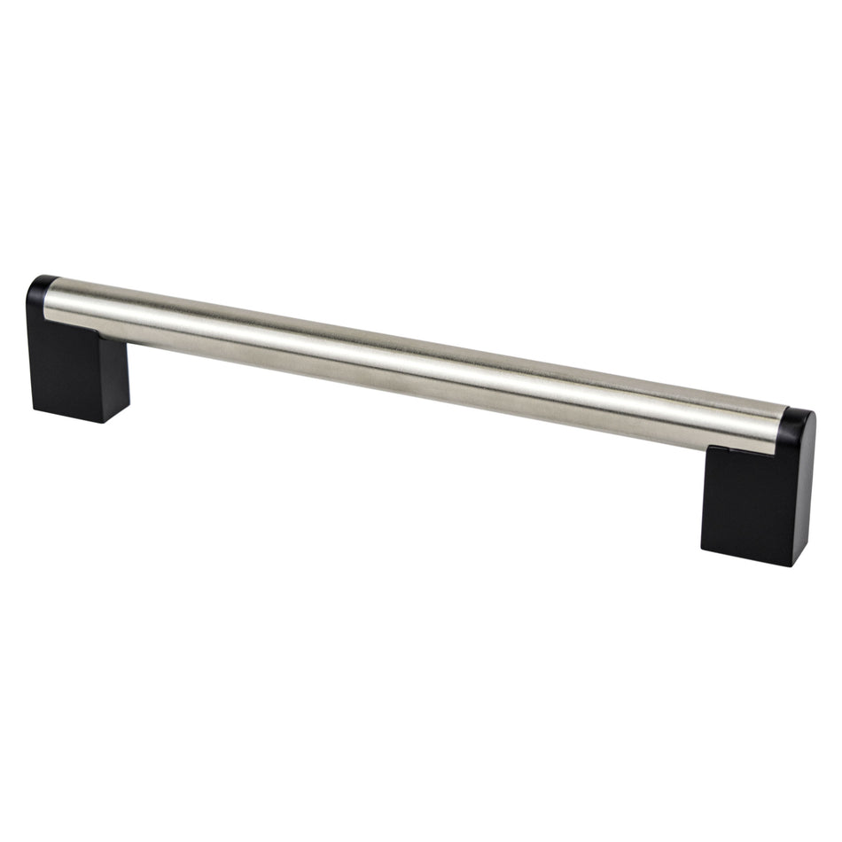 Berenson 2195-9BPN55: 192mm cc Studio Remix Cabinet Pull - Brushed Nickel and Matte Black